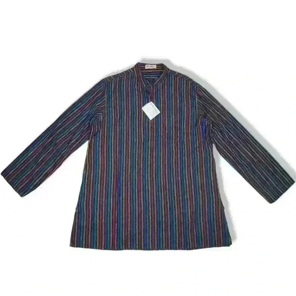 NWT FITINDIA KHADI COTTON KURTA BUTTON DOWN - Picture 1 of 3